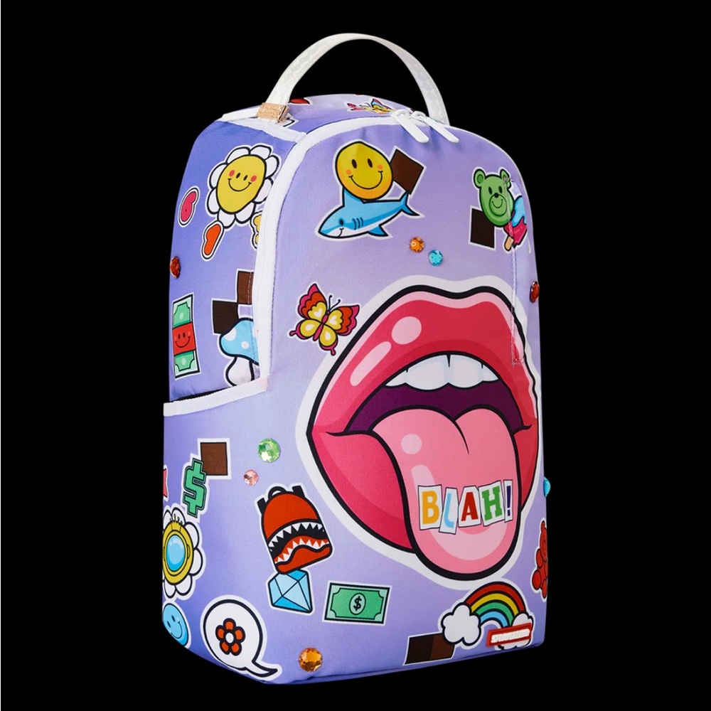 Sprayground Purple Backpack with Fun Graphics